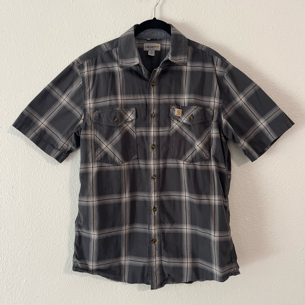 Carhartt Men's Charcoal Plaid Button Down Shirt
